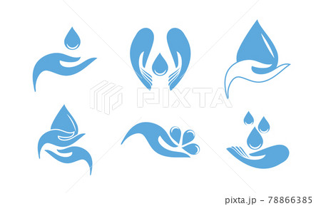 A set of logos drops in your hands 78866385