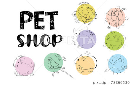 Pet shop set of icons and logo 78866530