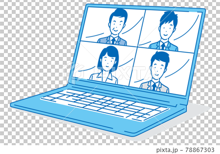 オンライン会議 ノートパソコン Web会議 イラストのイラスト素材