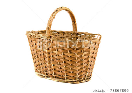 old aged wicker basket on white old aged wicker basket on white 78867896