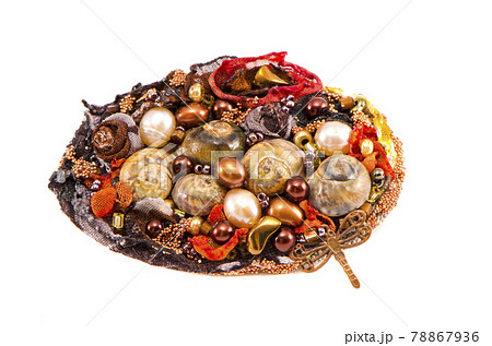 original handmade brooch with various stones and shells original handmade brooch with various stones and shells 78867936