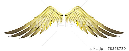 Golden god wing with gold color isolated on white background and clipping path 78868720