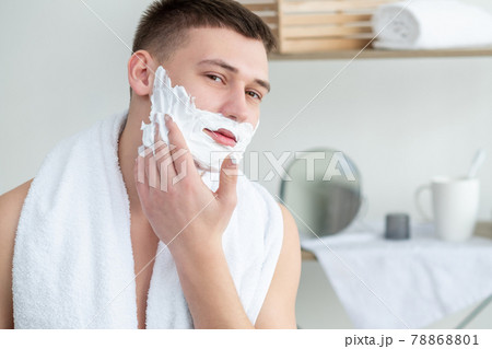 shaving cream morning hygiene procedures man foam 78868801