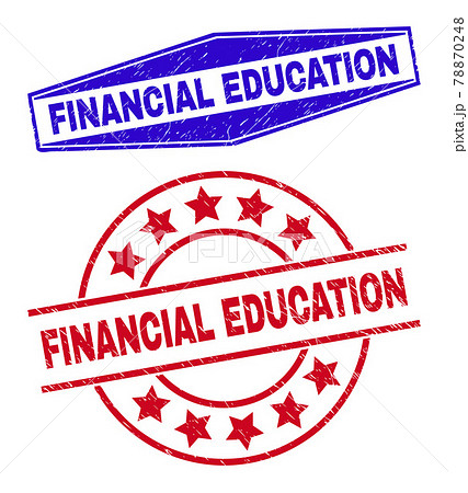 FINANCIAL EDUCATION Corroded Stamp Seals in Round and Hexagon Shapes 78870248