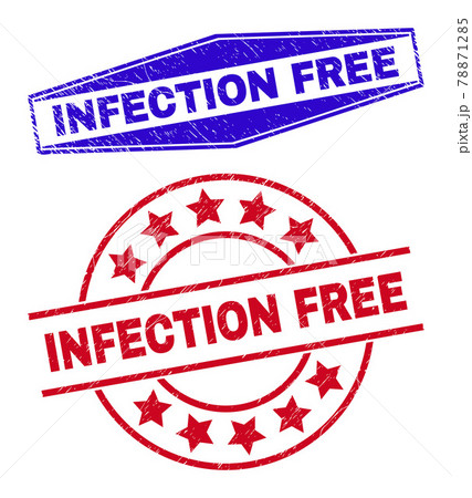 INFECTION FREE Grunge Stamps in Circle and Hexagon Forms 78871285