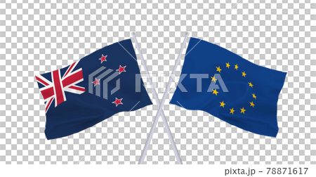 EUとニュージーランドの旗 78871617