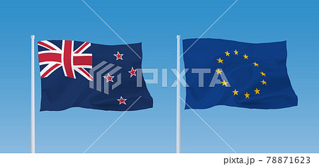 EUとニュージーランドの旗
