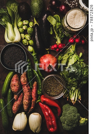 Vegetables, grains, greens and fruit for healthy Vegetables, grains, greens and fruit for healthy 78872826
