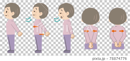 肩甲骨をほぐす運動をするシニア女性 78874776