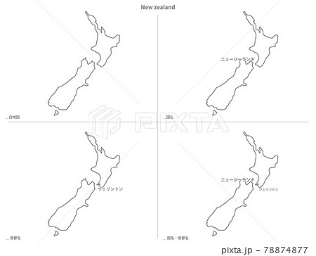 白地図 オセアニア ニュージーランドのイラスト素材