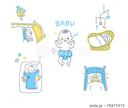 眠っている赤ちゃんのさまざまなシーン　セット 78875072