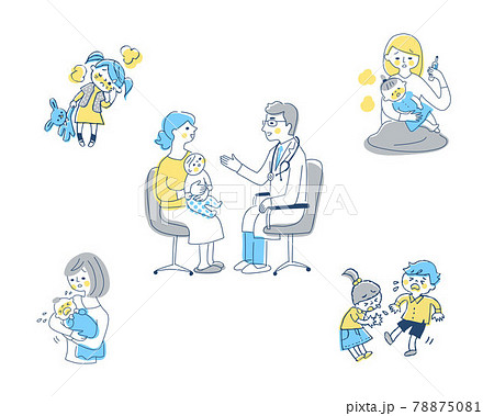 小児科での診察場面と病気の症状 セット 小児科での診察場面と病気の症状 セット 78875081