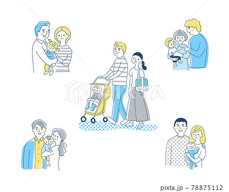 5組の若い家族　セット 78875112