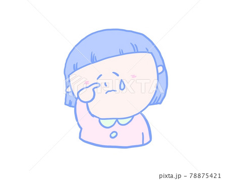 ちょっと涙が出て泣いている女の子のイラスト素材