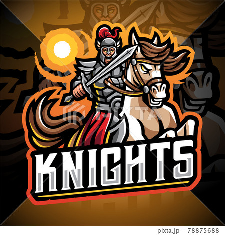 Knights with horse jump esport mascot logo 78875688