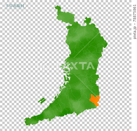 Watercolor-style map, Chihayaakasaka Village, Osaka Prefecture 78875861