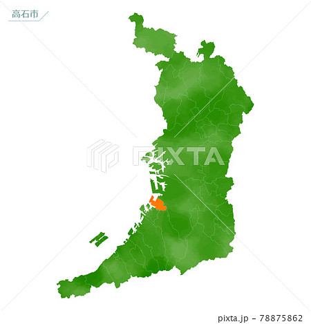 水彩風の地図　大阪府　高石市 78875862