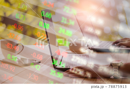 Stock market or forex trading graph and candlestick chart suitable for financial investment concept. Economy trends background for business idea and all art work design. Abstract finance background. 78875913
