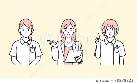 医者　女医　看護婦　看護師　白衣を着た女性　ポーズ　イラスト素材 78878822