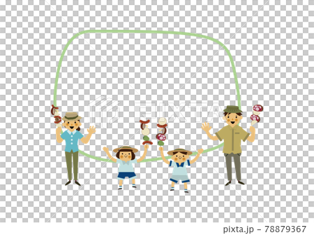 夏のレジャーのイラスト。 夏のアイコン素材。夏服の人物。夏のトレッキング。 78879367