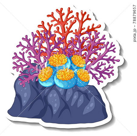 A sticker template with Coral sea element isolatedのイラスト素材