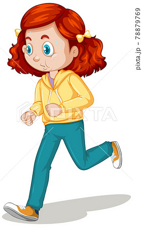 Girl doing running exercise cartoon character isolated 78879769