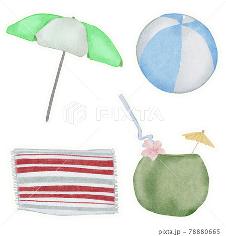 Summer  watercolor hand paint collection 78880665