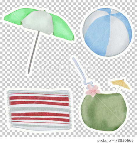 Summer  watercolor hand paint collection 78880665