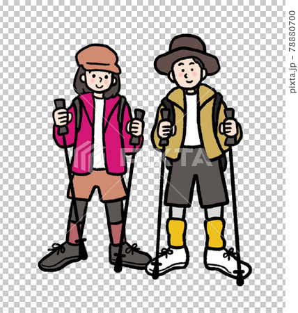 トレッキングウェアを着た男女のイラスト トレッキングウェアを着た男女のイラスト 78880700