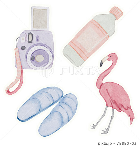 Summer  watercolor hand paint collection 78880703