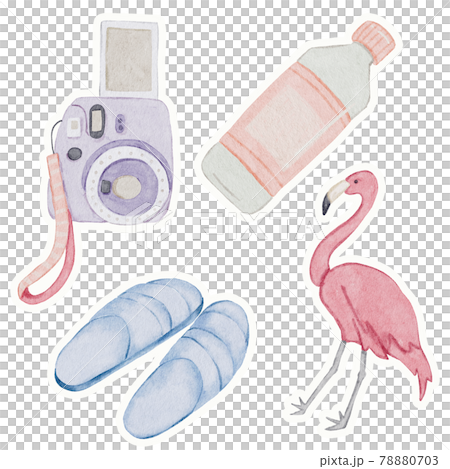 Summer  watercolor hand paint collection 78880703