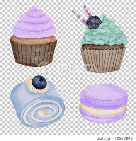 Dessert watercolor hand paint collection Dessert watercolor hand paint collection 78880849