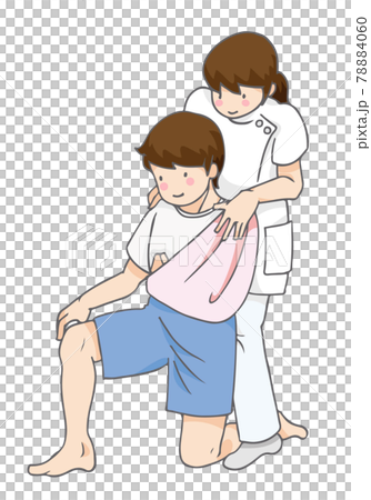 單膝站立康復的人和治療師 單膝站立康復的人和治療師 78884060