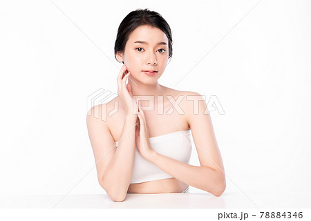 Beautiful young asian woman with clean fresh skin on white background, Face care, Facial treatment, Beautiful young asian woman with clean fresh skin on white background, Face care, Facial treatment, 78884346