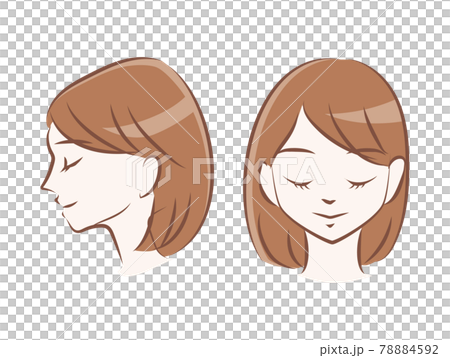 女性の正面と横顔のイラスト 女性の正面と横顔のイラスト 78884592