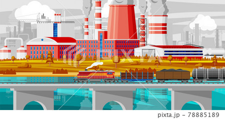 Landscape of Cargo Rail Transportation With Plant 78885189