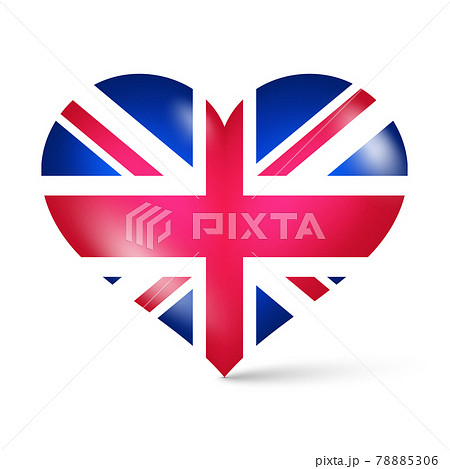 3d glossy heart shape national flag of United Kngdom vector illustration 78885306
