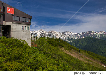 八方尾根自然研究路 アルペンクワッドリフトの黒菱平終点からの白馬三山の雄大な眺め 長野県白馬村 八方尾根自然研究路 アルペンクワッドリフトの黒菱平終点からの白馬三山の雄大な眺め 長野県白馬村 78885672