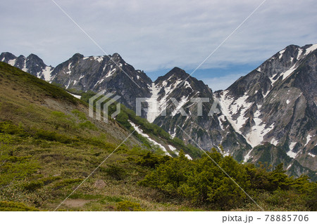 八方尾根自然研究路 不帰ノ嶮と天狗の大下りの迫力ある眺め 長野県白馬村 八方尾根自然研究路 不帰ノ嶮と天狗の大下りの迫力ある眺め 長野県白馬村 78885706