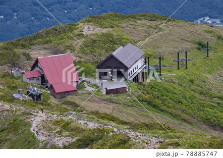 八方尾根自然研究路 登山道から見る八方池山荘とグラートクワッドリフト 長野県白馬村 八方尾根自然研究路 登山道から見る八方池山荘とグラートクワッドリフト 長野県白馬村 78885747