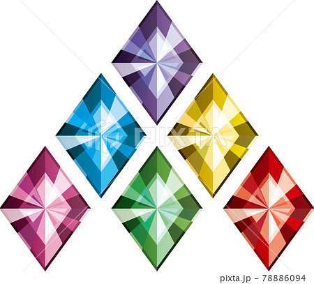 菱形をした宝石のイメージイラスト カラーセット のイラスト素材