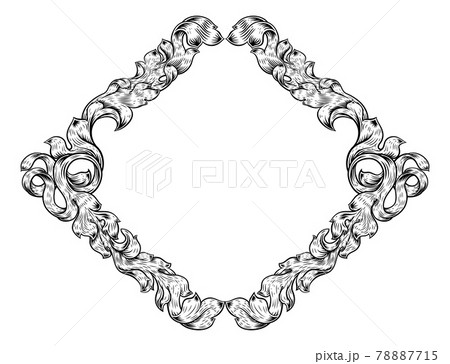 Filigree Heraldry Leaf Pattern Floral Border Frame 78887715