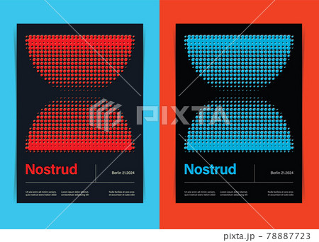 Retro Futuristic Bauhaus Circles Pattern Composition Design Template. Vector illustration. 78887723