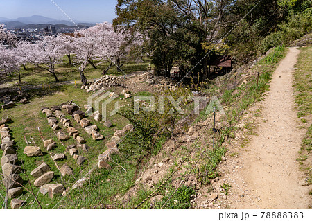 鳥取県鳥取市 春の鳥取城の二の丸から先の登城の道の写真素材 78