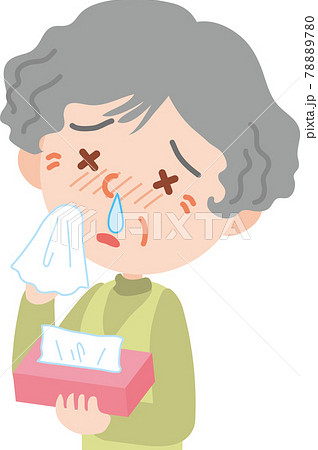 鼻が詰まった高齢女性 78889780