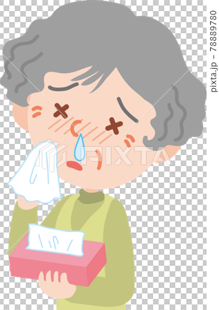 鼻が詰まった高齢女性 78889780