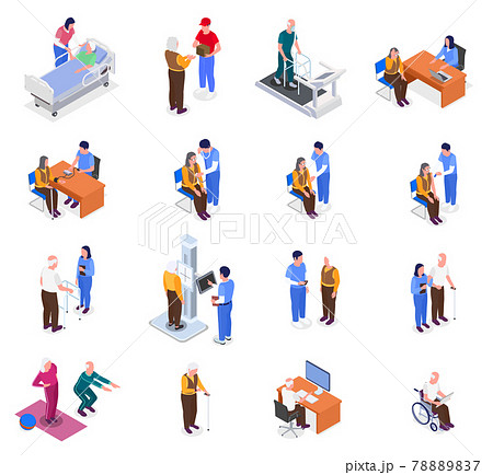 Elderly People Healthcare Isometric Set 78889837