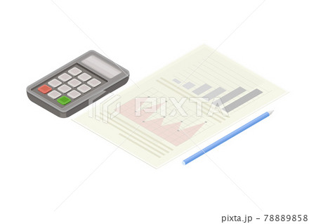Electronic Calculator and Document Paper as Financial Accounting and Summary Isometric Vector Composition Electronic Calculator and Document Paper as Financial Accounting and Summary Isometric Vector Composition 78889858