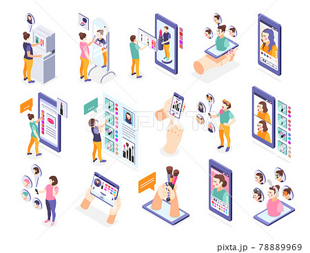 Isometric Virtual Makeup Set 78889969