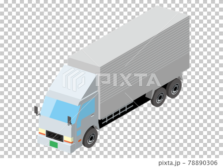 働く車　荷台がある青いトラック｜アイソメトリックスの自動車の立体イラスト3D 78890306